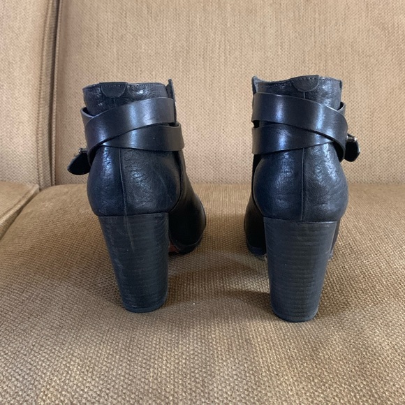 rag and bone Harrow leather ankle boots black heel size 38.5 US 8.5 - Picture 3 of 8